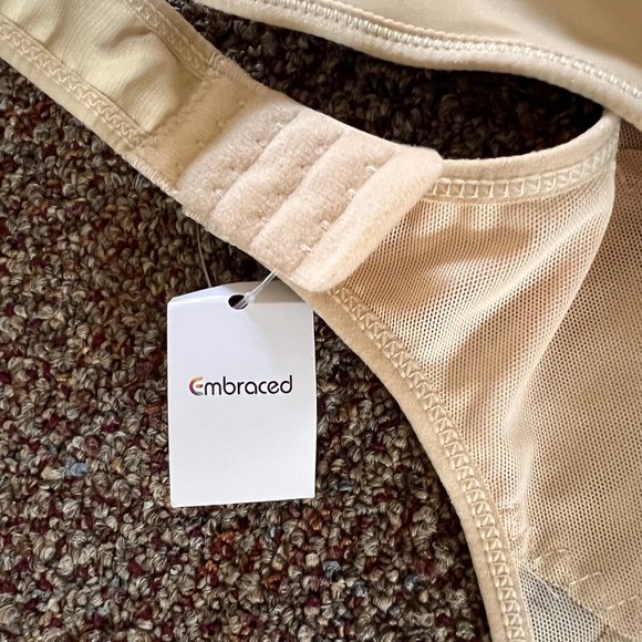 Embraced NWT 3XL front clasp racerback bra hook and eye loop pink tan - Picture 3 of 6